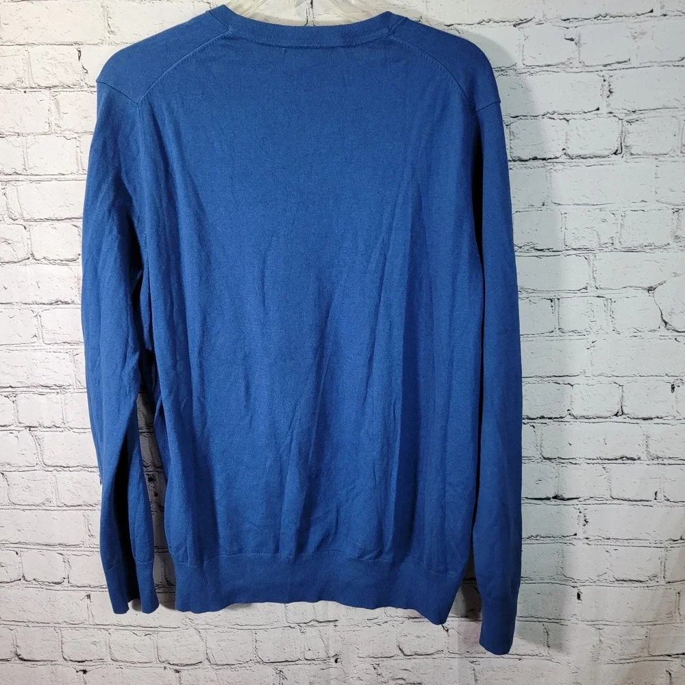 Banana Republic V-Neck Pullover Sweater Luxury Blend Silk Cashmere Blue Men's XL